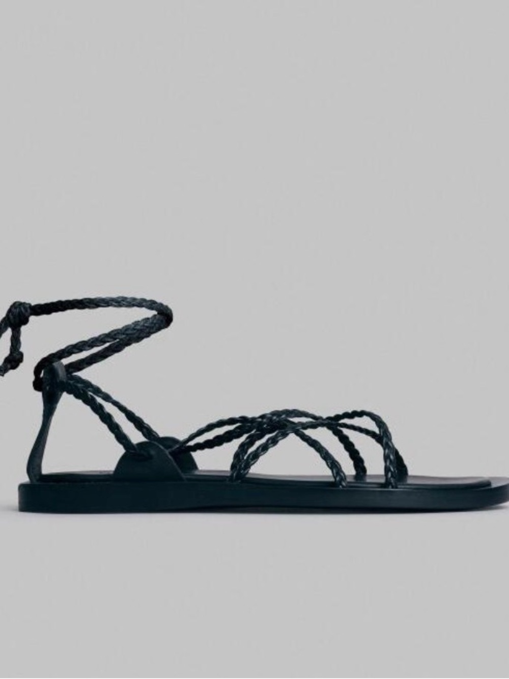 CO Black Braided Lace-Up Flat Sandals